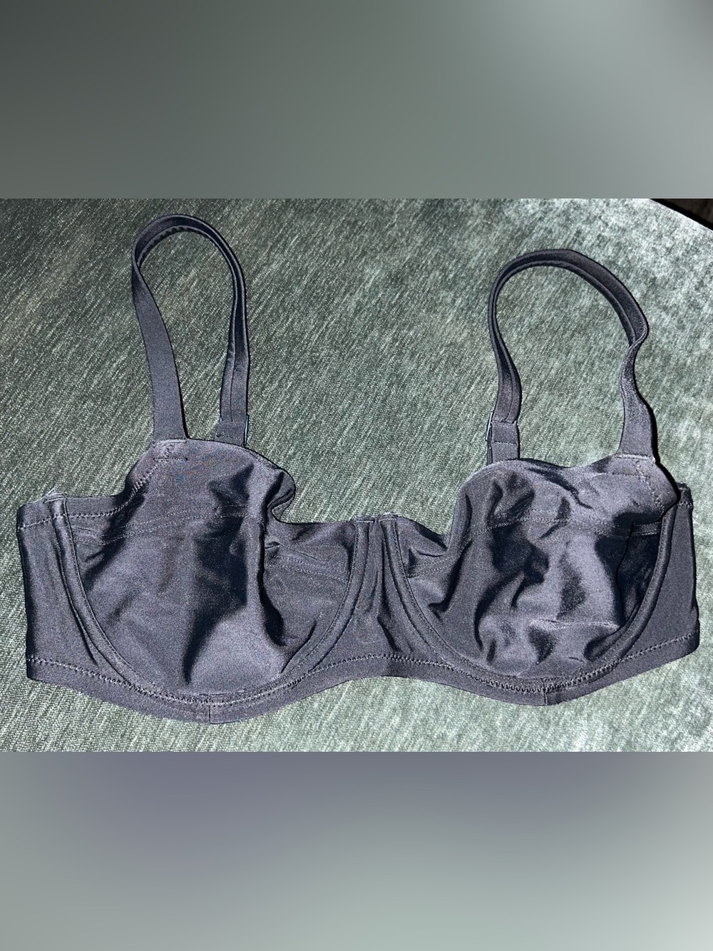 Black Underwire Satin Bikini Top with Supportive Cups